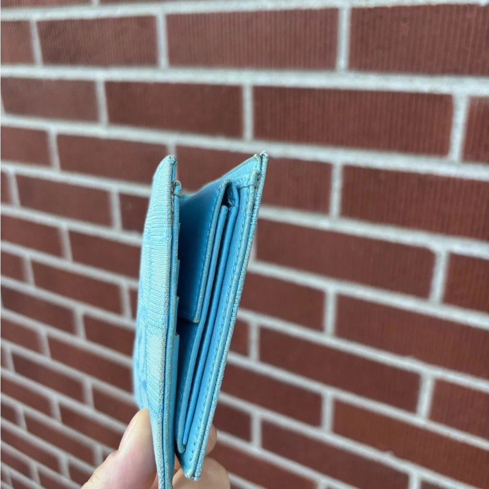 CHANEL travel line Light Blue Wallet CC logo
